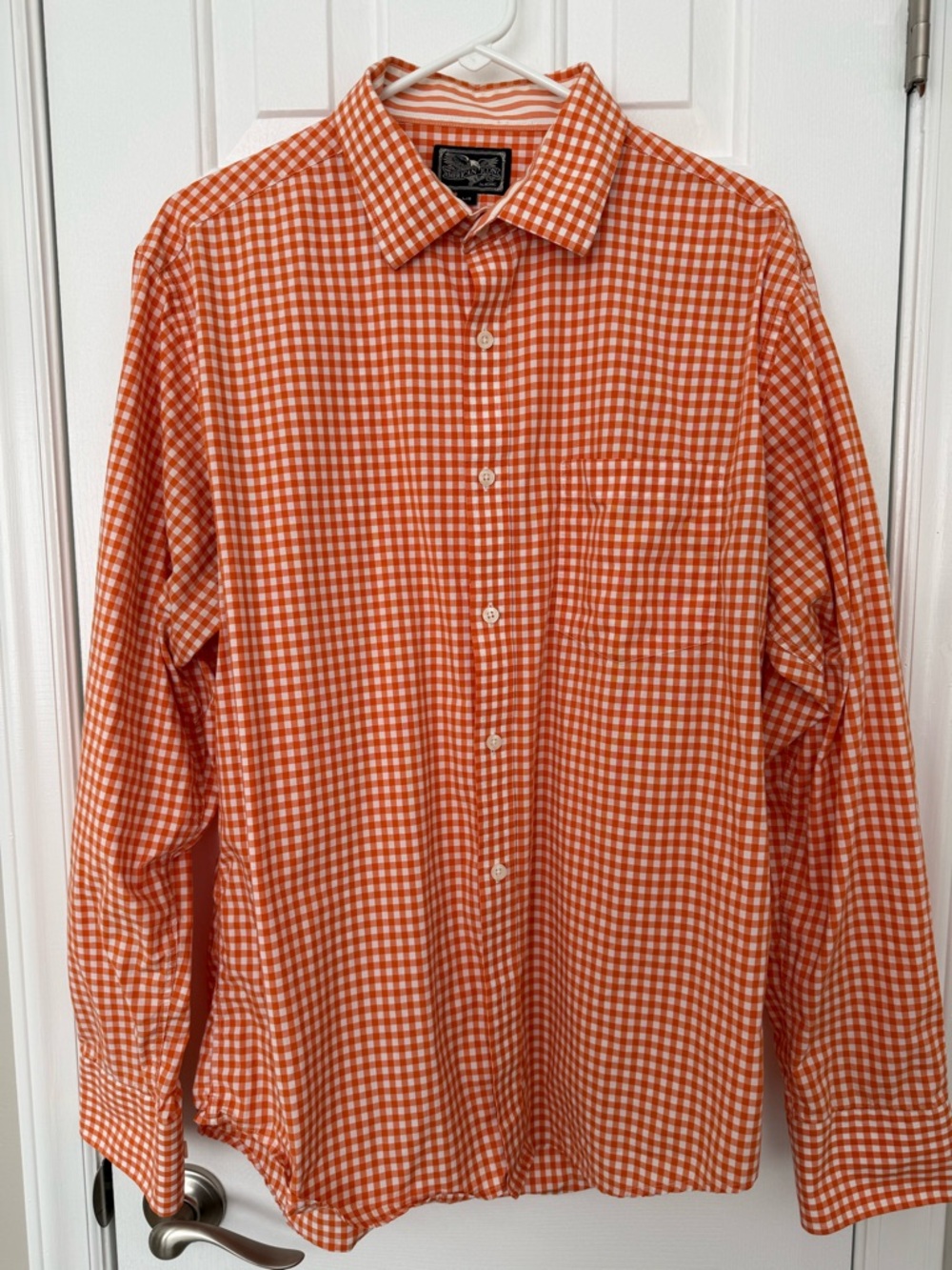 American Icon | Long-sleeved Button Down | Size L | Orange/White